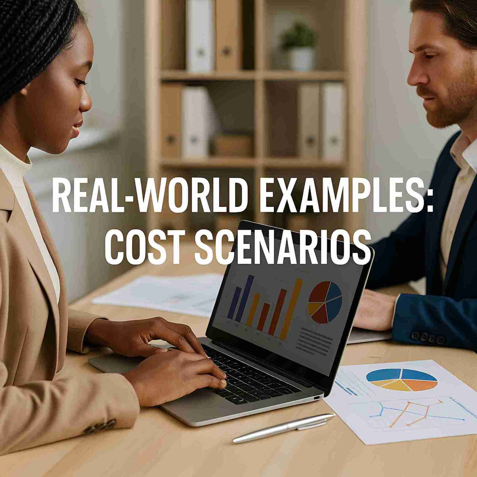 Cost scenarios for plumber, e-commerce, and SaaS campaigns on screens
